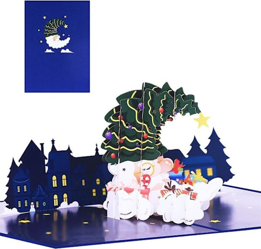 3D Pop-Up Julenisse Måne Jul Kort Invitasjon Gratulasjonskort Minne Kort