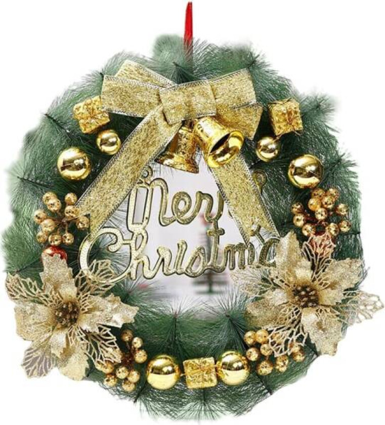 Julekrans, kranser for inngangsdøren utendørs, juledekorasjoner for døren, hengende dørkransdekorasjon 40CM