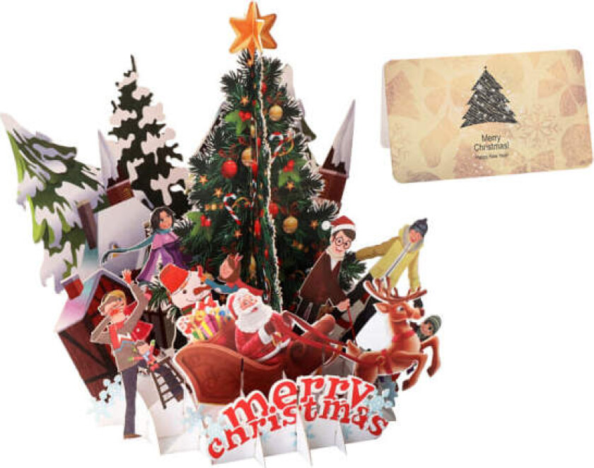 Tre tredimensjonale gratulasjonskort julefest 3D håndlaget
