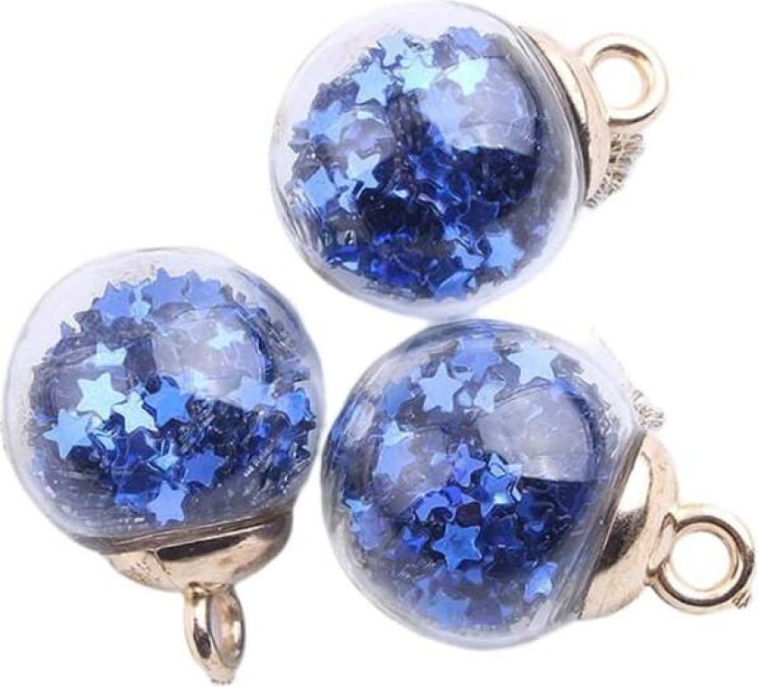 10 stk gjennomsiktige stjerneformede julekuler, fargerike glitter julekuler i glass til juletrepynt, mørkeblå