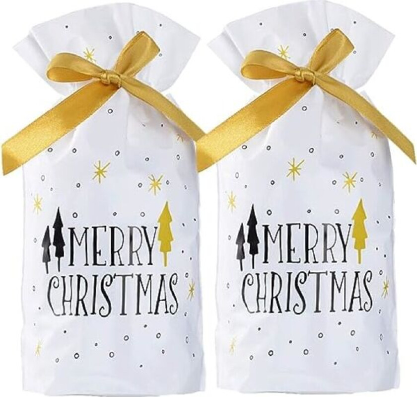 50 stk julegodteposer i plast med gavepose med snøring