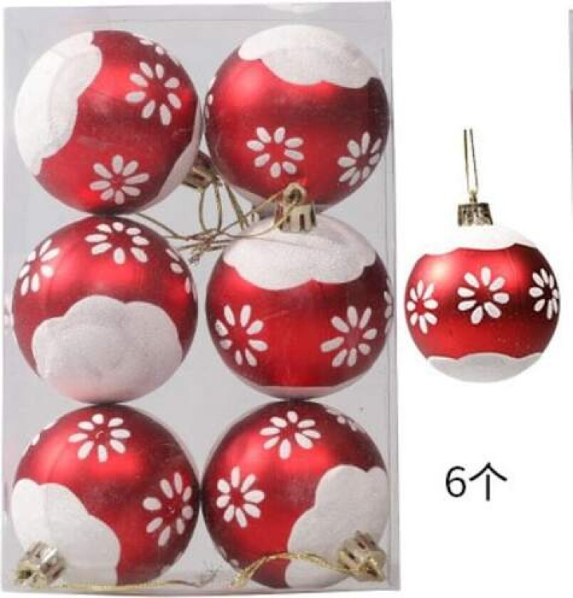 6X Julekulepynt Julekule Xmas Trehengende Ornament Hom