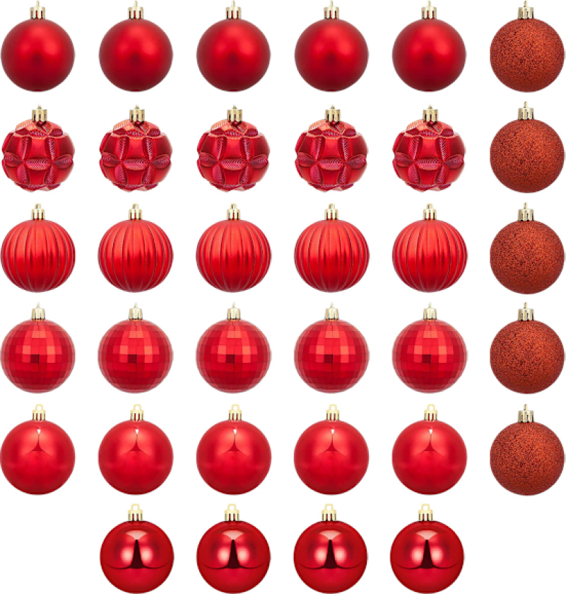 Julekuler i plast, ubruddbar, hengende dekorasjoner til juletreet, pynt til krans