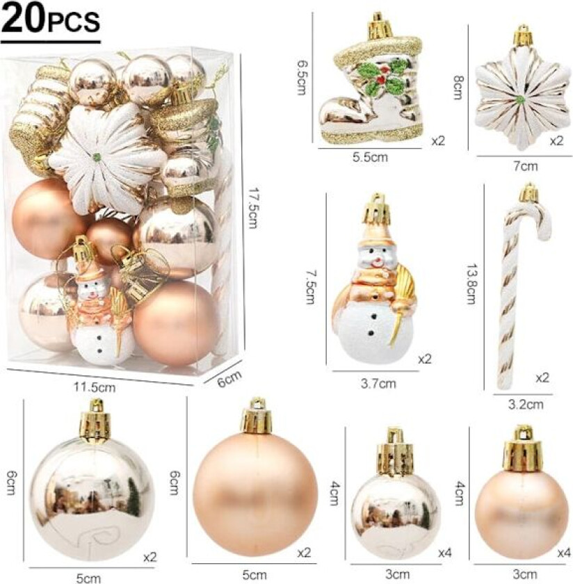 Julekuler Røde Suckerstang Hengepynt Store anhengsett Julepynt til hjemmet 2024 Natal Navidad Nyttår Champagne-20pcs