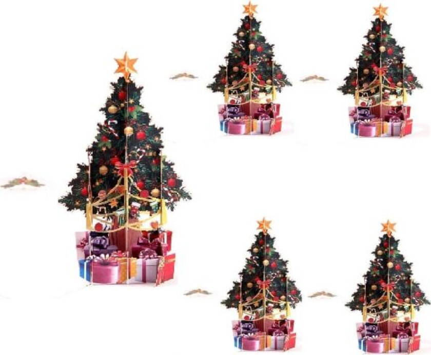 5 stk julekort med popup, håndlagde gratulasjonskort, juleferie vinter nyttår popup-kortsett