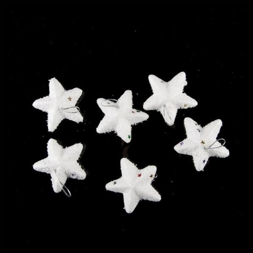 6 stk julekuler i skum – julepynt til å henge opp – juledekorasjoner til bursdagsfester (stjerne)