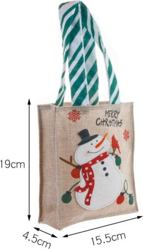 1 stk Snowman julegavepose, lin tegneserie gammel snømann gavepose, godtepose, eplepose, julepose