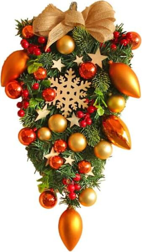 Julekrans med pynt, Juledekorasjoner, Julekrans til dør, Innendørs og utendørs dekorasjonshåndverk Yellow