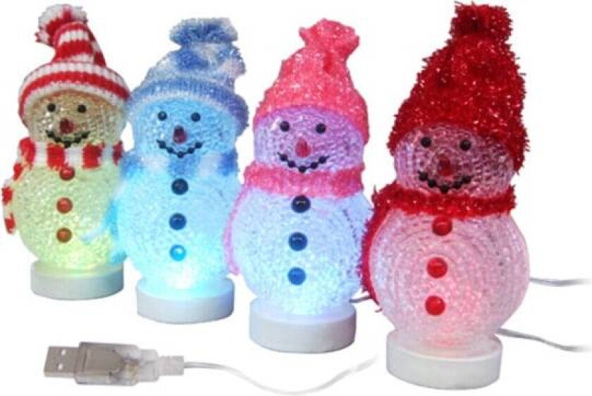 2 stk juledekorasjon USB grensesnittkontakt glødende snømann juletre nattlampe red and white