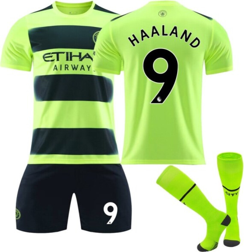 Nr. 9 Haaland Drakt Manchester City 22/23 Ny sesong fotballdrakt Borte barn 22(120-130cm) Away kids 22(120-130cm)