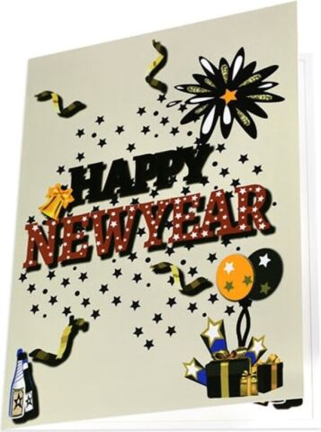 Gratulasjonskort Svart og gull fargeskjema Dekorasjoner Ballong Gavepakke Dekor