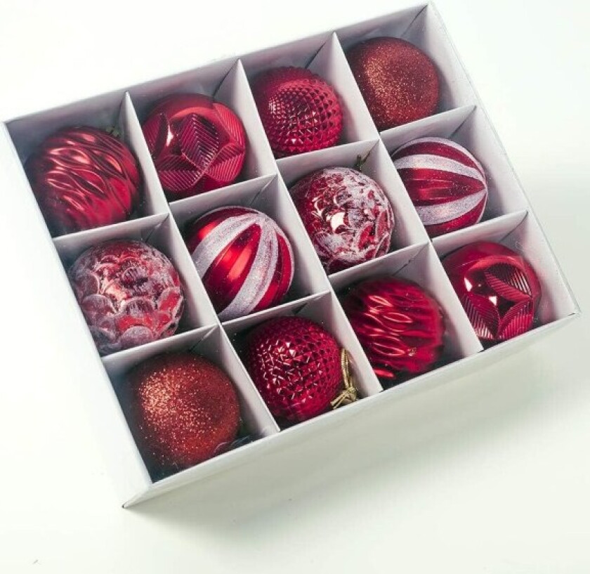 12 stk julekuler ornamenter julepynt rød