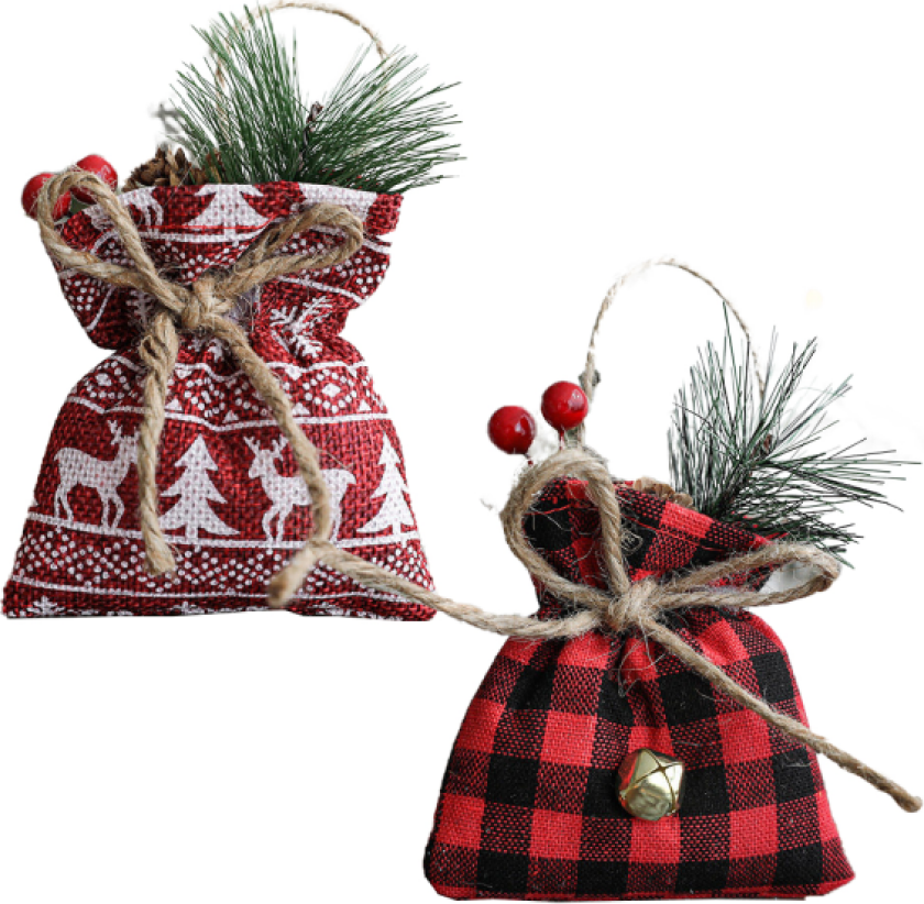 Julegavepose i lerret, gavepose, liten gavepose