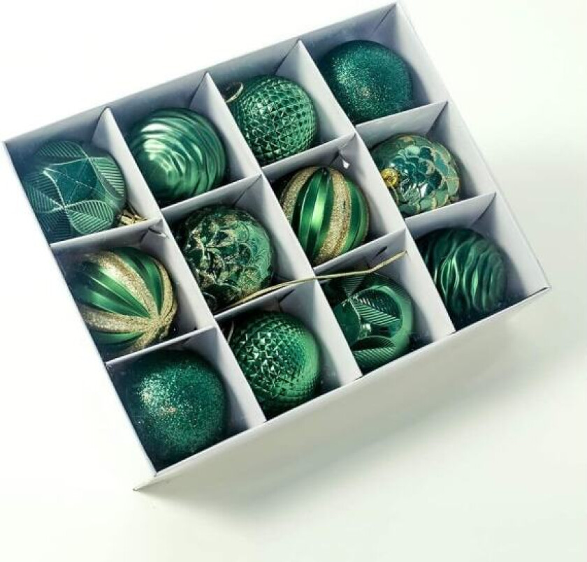 12 stk julekuler julepynt grønn