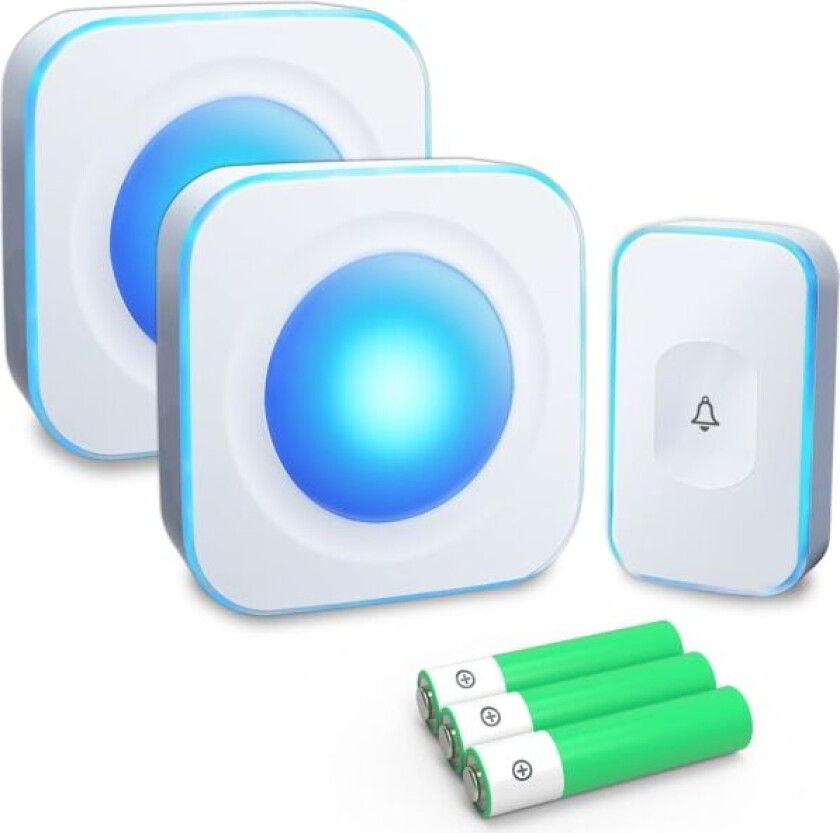 Trådløs dørklokke Batteridrevet Dørklokker Trådløs Ledningsfri 1200 Fot Døv Dørklokke med Blinkende Lys 36 Melodier 4 Volum (2 Bærbare Mottakere