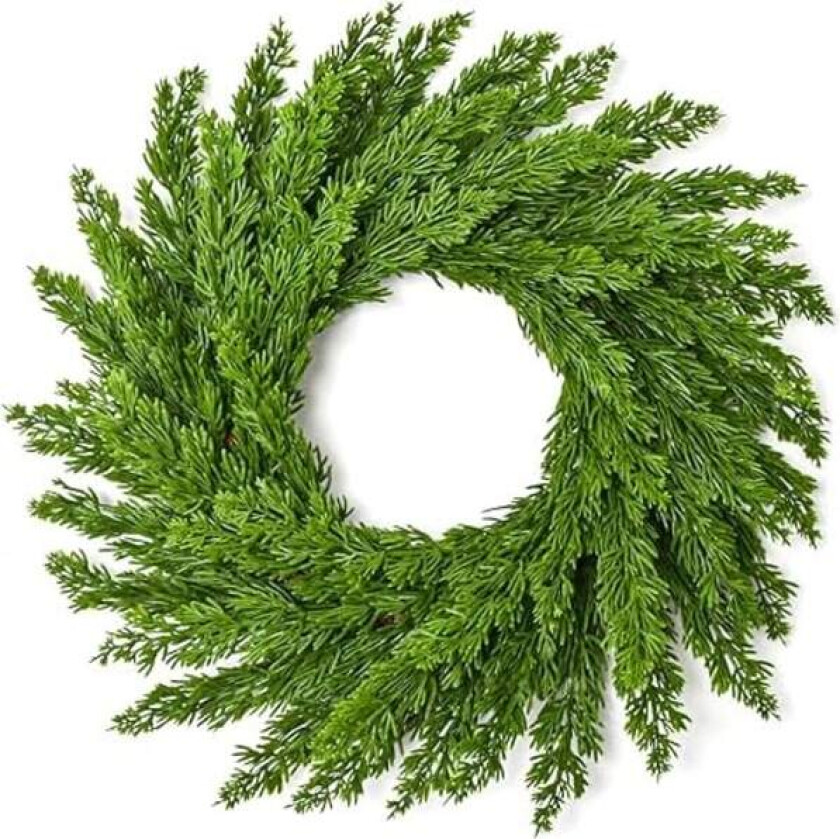 35 cm Julekrans til inngangsdøren, Norfolk furukrans Grønne furugrener Kunstige julekranser, Landlig rotte