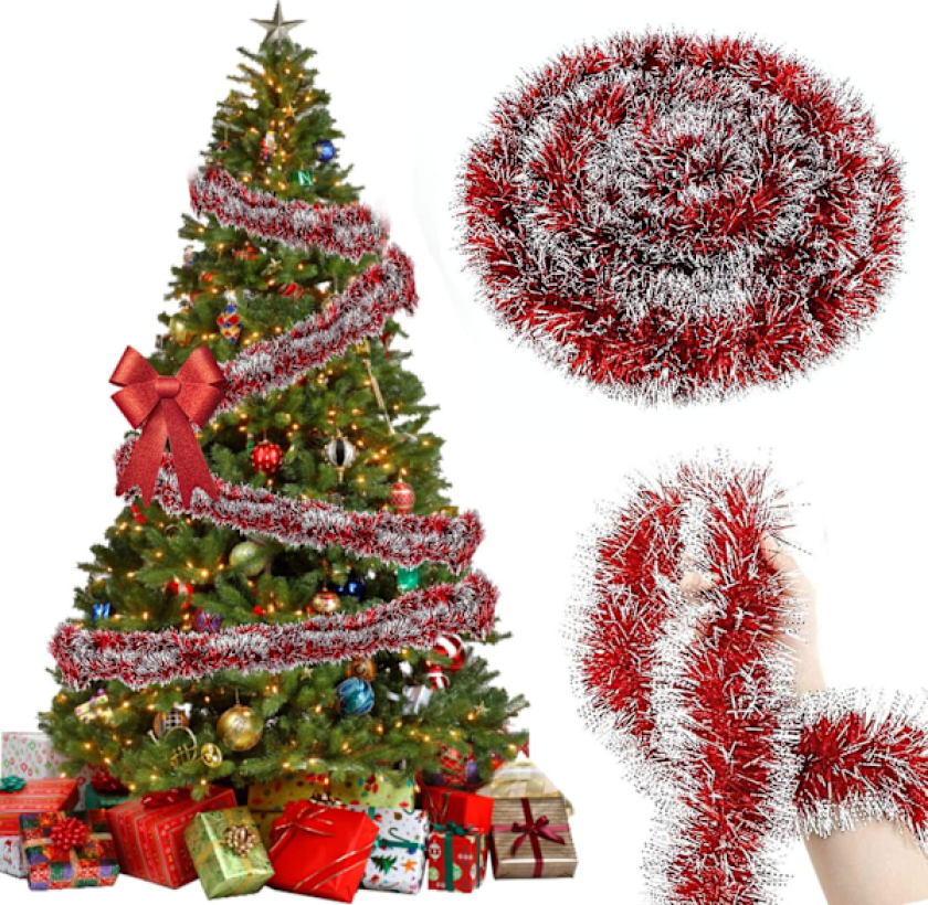 Juletrær, glitter, krans, rød, 10 m, juledekorasjon, krans, rød, krans, jul, rød, julekrans, rød röd