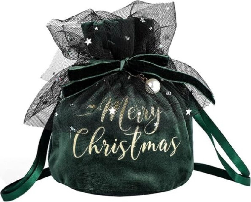 Julegaveposer i fløyel med eplemotiv, juledekorasjonsartikler, godteposer for barn, gaveposer, The Nightmare Before Christmas gavepose 6,4 x 6,8 tommer (grønn)