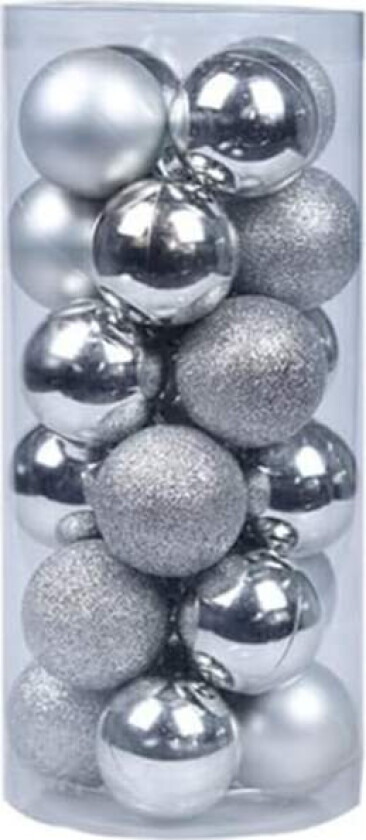 24 stk sølv julekule ornamenter