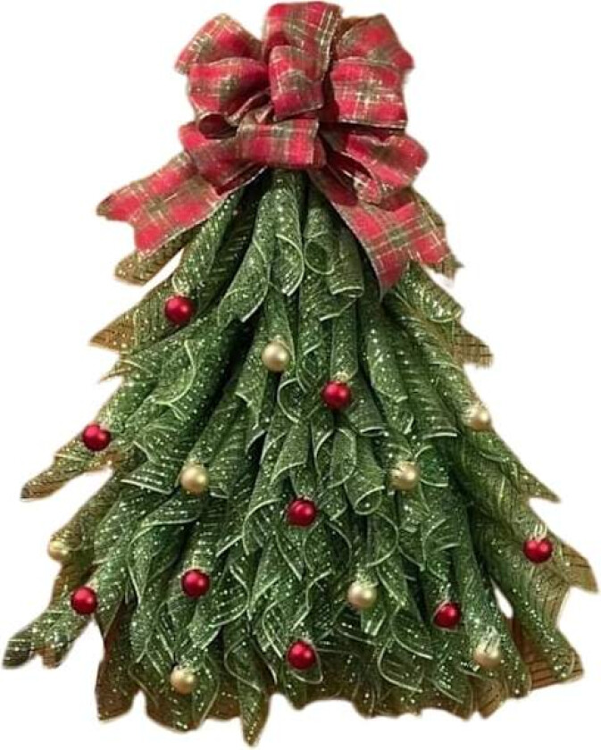 Julekrans til inngangsdøren | Festlig dørdekorasjon med kranshengere Plaid Bow-not Luminous