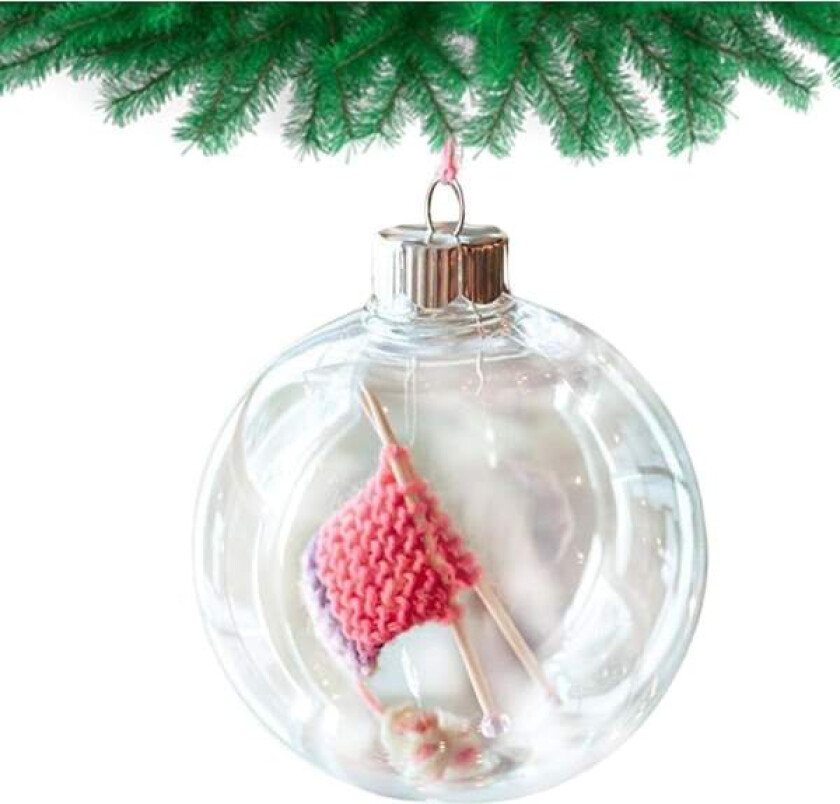 Strikkede julekulepynt - Strikkede og heklede dekorative kulepynt med hengebue - Vinterfest veggpynt for hjemmet, A