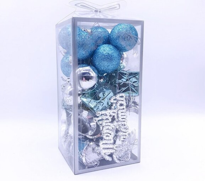 Julekule i plast, sett med julekuler til juletreet, julepynt silver