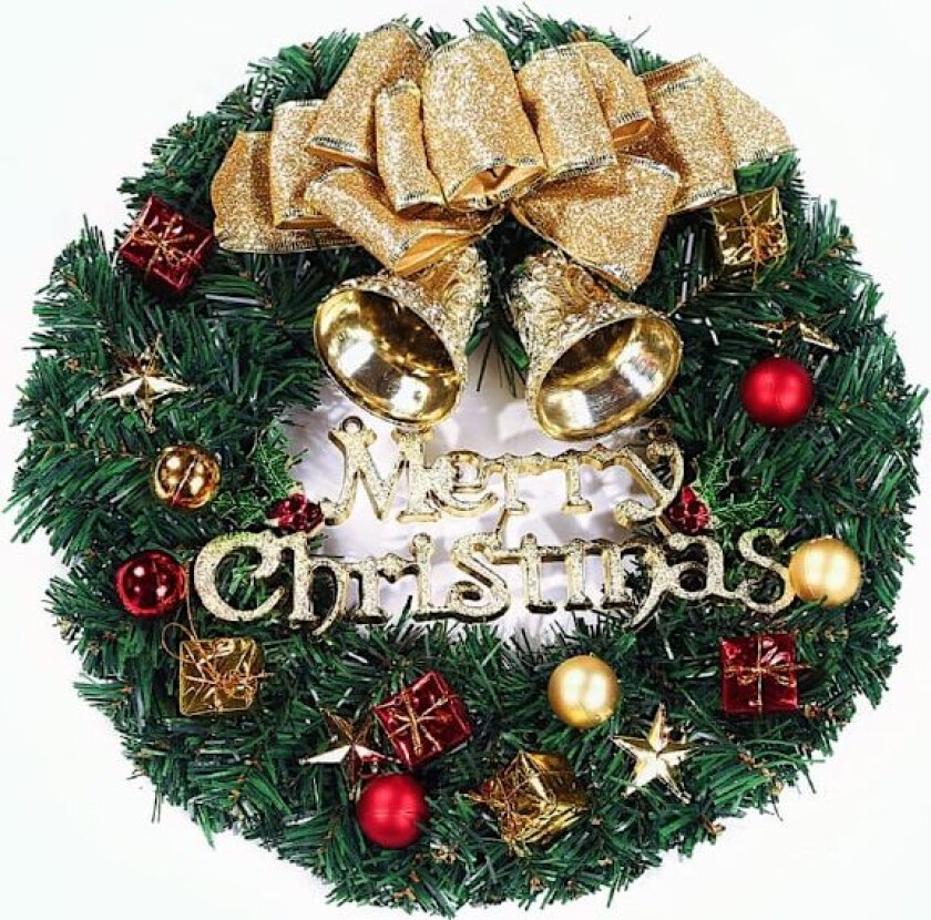 30 cm Forhåndsopplyst Julekrans - LX11 Julekrans for Venner, Innendørs/Utendørs Dekor B