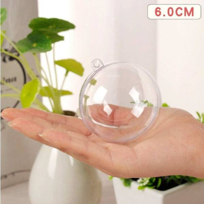 Julekuler Sett med 10, Gjennomsiktige Plastdekorasjonskuler for C