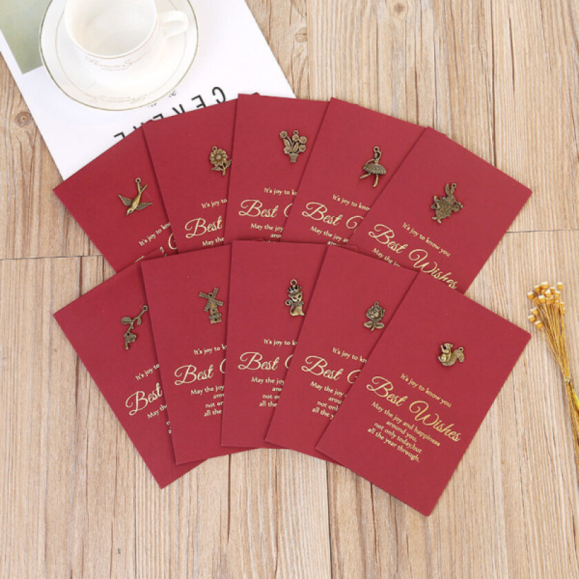 10 Vintage gratulasjonskort invitasjon metall bronzing DIY folding