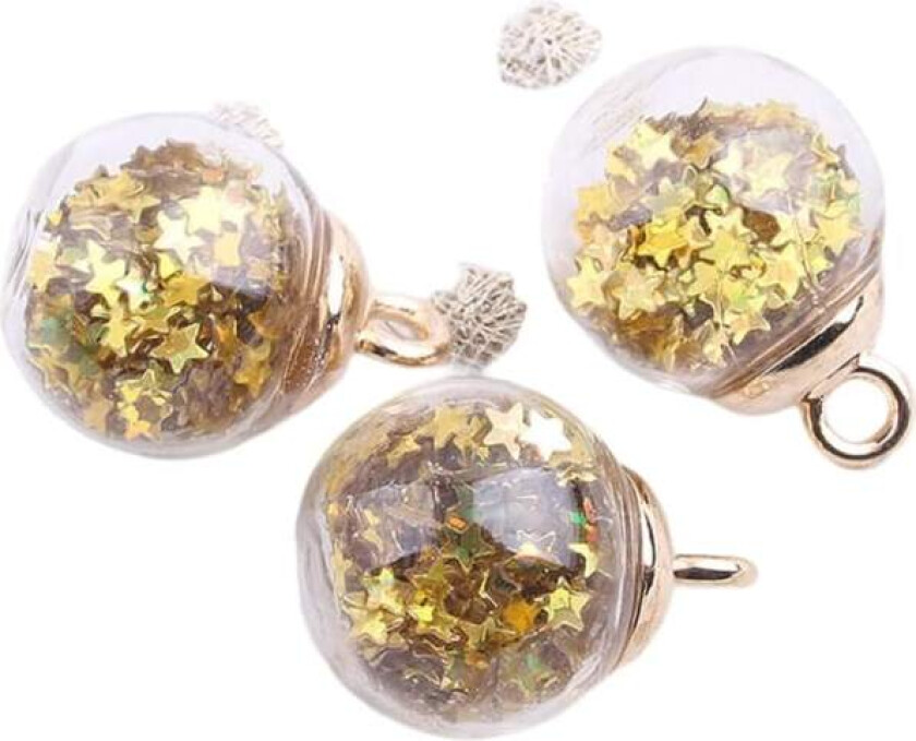 10 stk gjennomsiktige stjerne julekuler fargerik glitter glass julekule for juletrepynt, gull