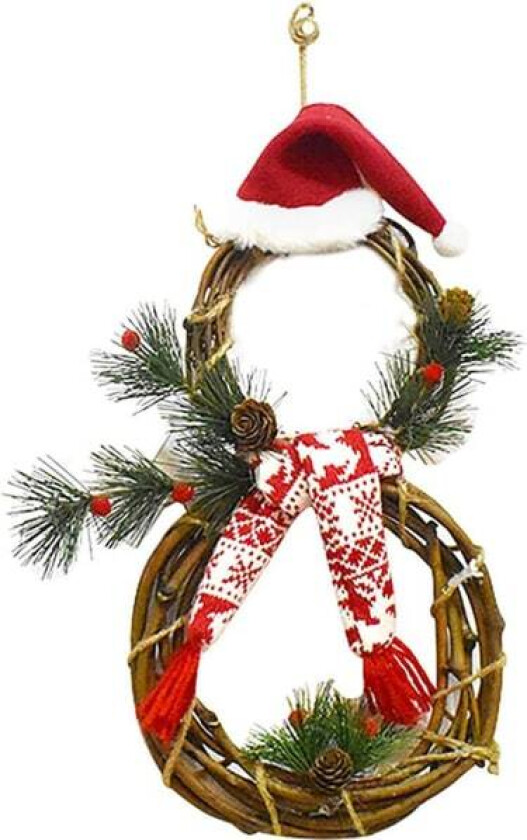 Julekrans Festdekor Hengekrans med LED-lys Gjenbrukbar Dekorasjon Ornament Henger med Lyslenke