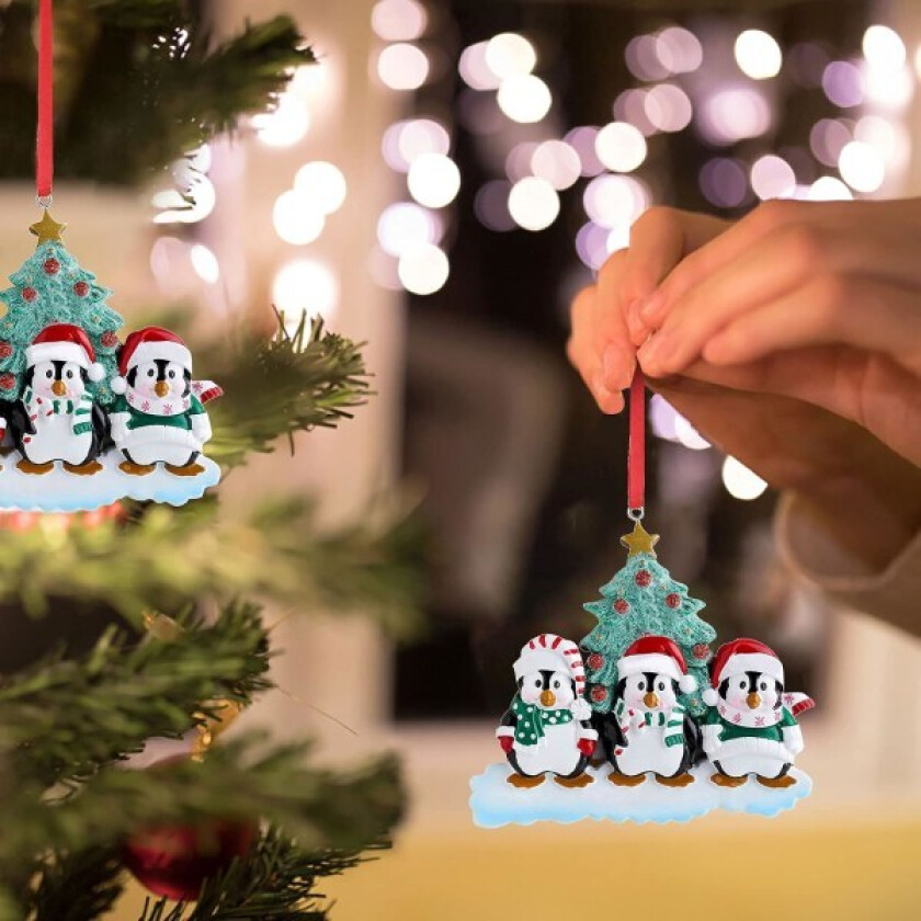 4 stk. julepingvin-ornamentanheng, juletreanheng
