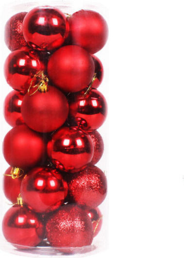 CDQ 24 stk 1,57\" små julekuler knusesikre (røde)"