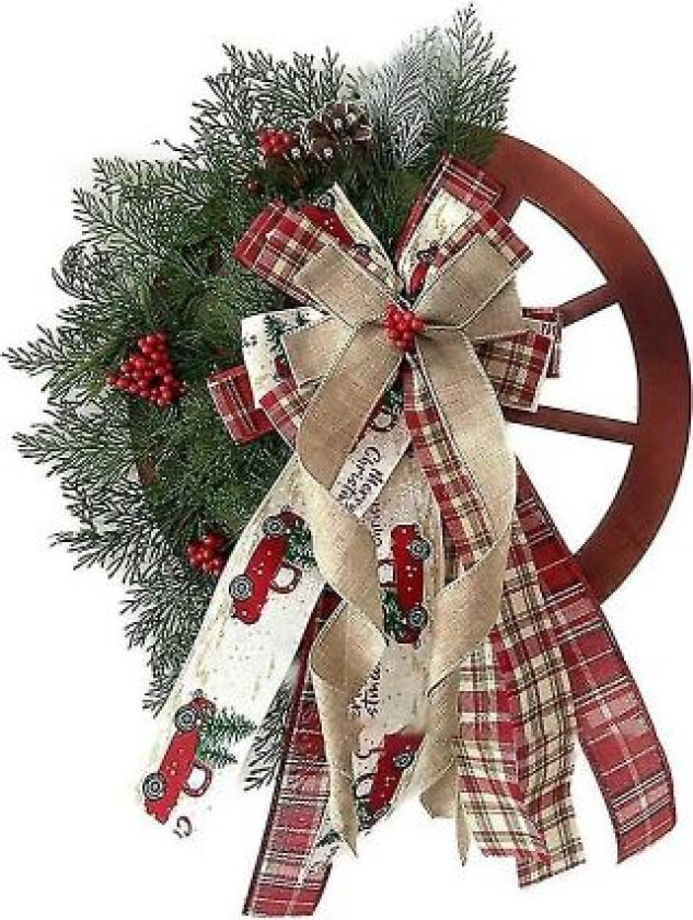 Julekrans Dørpynt Landlig Vognhjul Julepynt Krans Jule P