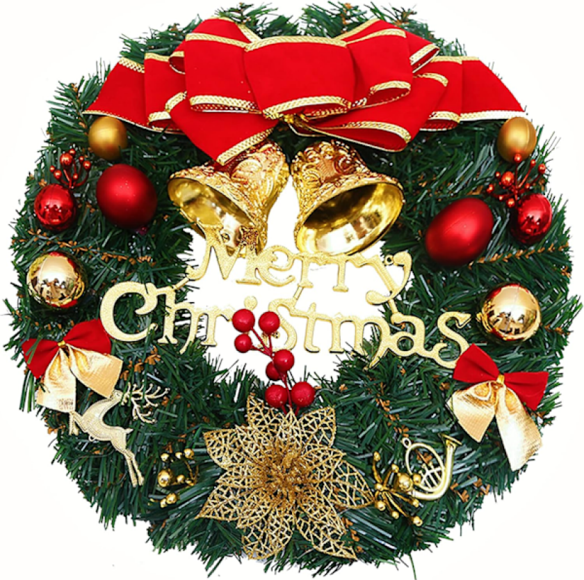 30 cm Forhåndslyst Julekrans - LX11 Innendørs/Utendørs Dekorasjon for Fester og Dører A