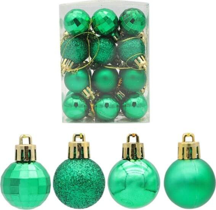 24 stk Julekuledekorasjoner Ornamenter Knusefrie Juletrær Hengende Kuler for Jul Bryllup Dekorasjon Nyttårsgaver Grønn