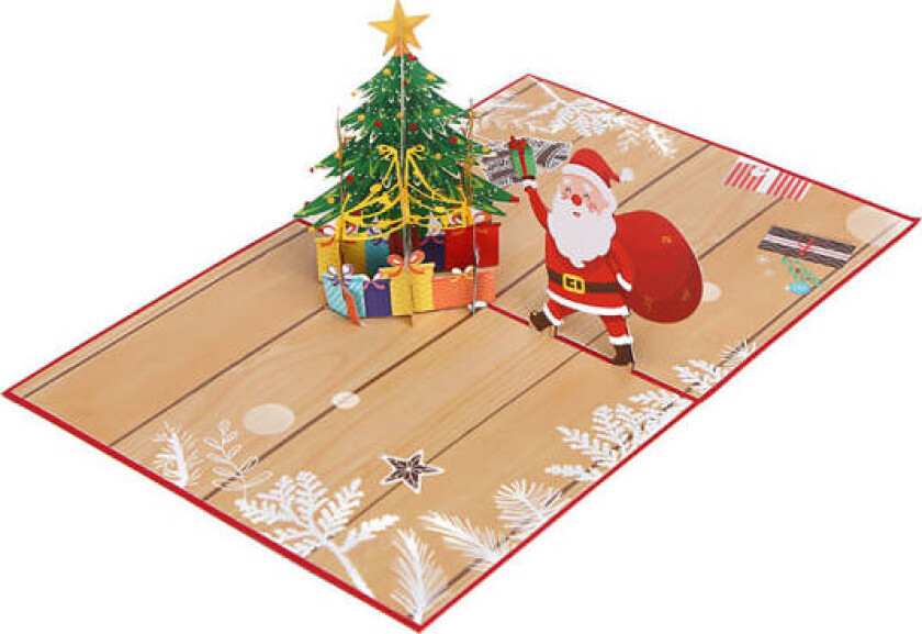 Mub- Jul Pop-up gratulasjonskort Kreativt 3D Julenissen Papirskulptur 3D gratulasjonskort