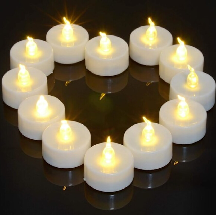 12 Flammeløse LED-telys med Timer for Hjem, Bryllup, Juldekorasjon vit vit