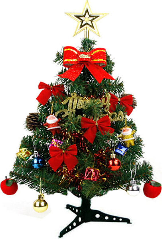 Mini juletre med ornamenter, bordplate kunstig juletre dekor