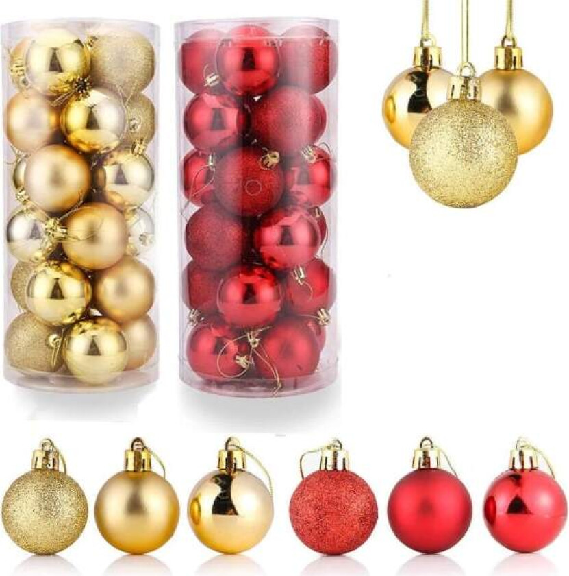 Julekuler, Julepyntkule, Julekulepynt, Juledekorasjonssett, Rød Julepynt, Røde Julekuler, C