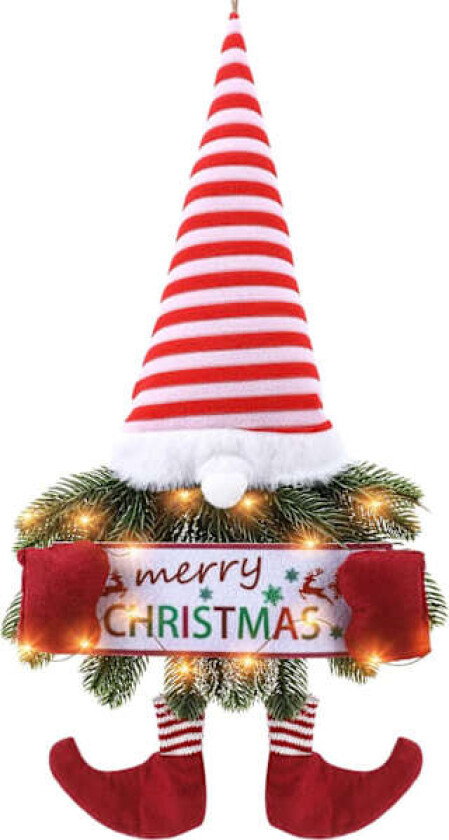 50x30CM, Julekrans Julekrans Dørdekorasjon med Lys Julenissen Dørkrans Henge Jul