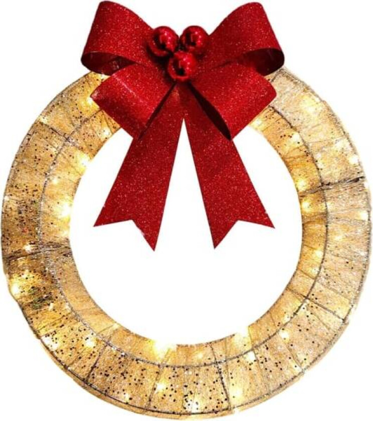 Kunstig metalljulekrans, LED-belyst julekrans, julekrans, belyst dørjulekrans, juledekorasjon til hjemmet