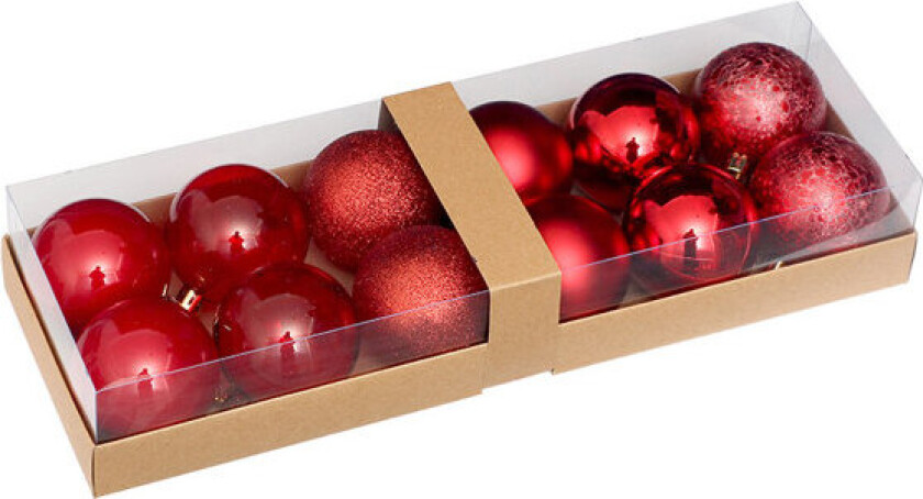 12 stk julekulepynt, 6 cm dekorative julekuler