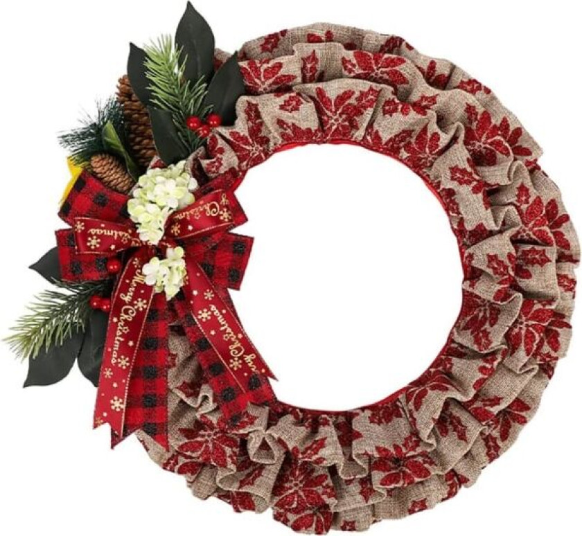 Julekrans, Juletrekrans i Faux Linen, Hengende Julepynt, Kunstig Julekrans, Julekrans til Inngangsdøren