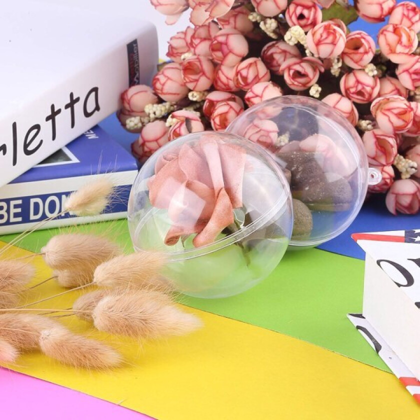 20 stk gjennomsiktige kuler til å fylle 10 cm, gjennomsiktige akryl julekuler hengende dekorasjon for juletre påske bursdag bryllupsdekorasjoner