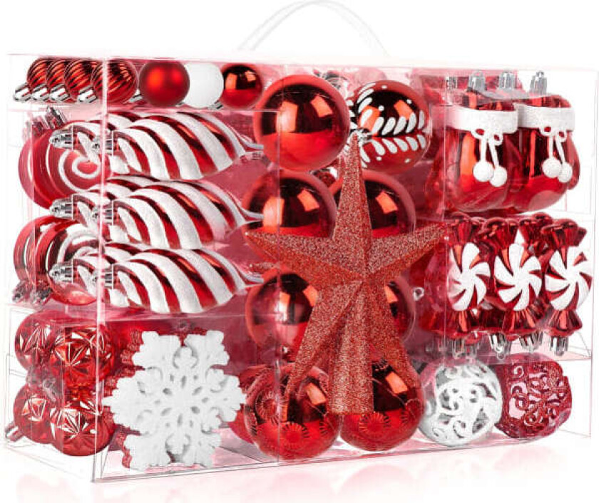 Julekuler, 130 røde og hvite julekuler