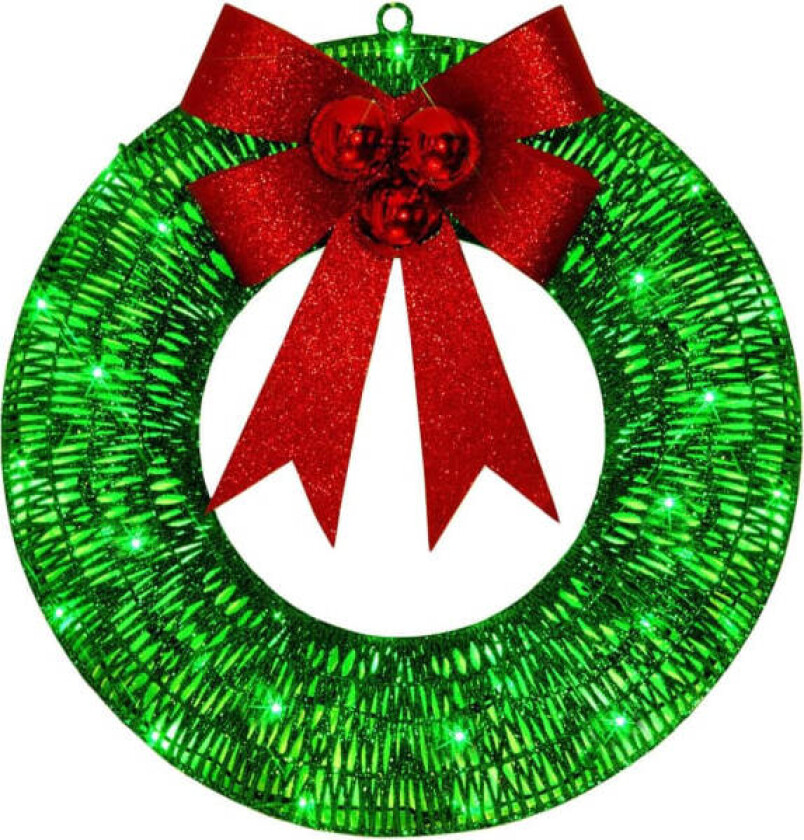 Kunstig metalljulekrans, LED-belyst julekrans, julekrans, belyst dørjulekrans, juledekorasjon til hjemmet