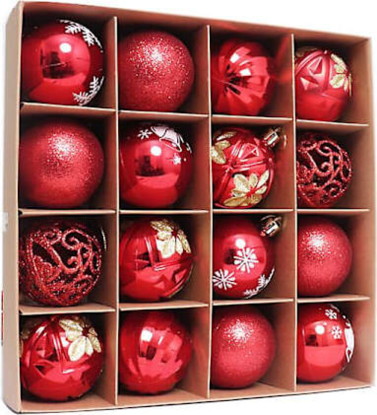 2024 Nye 16 stk 6cm Fargerike Julekuler Ornament Fest Henger Dekorasjon Julekuler Nyttårsgave Red