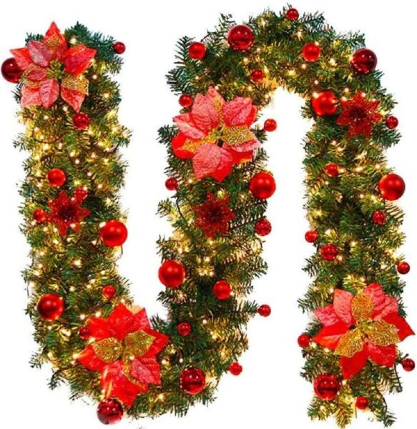 Julekrans med LED-lyslenke - 270 cm