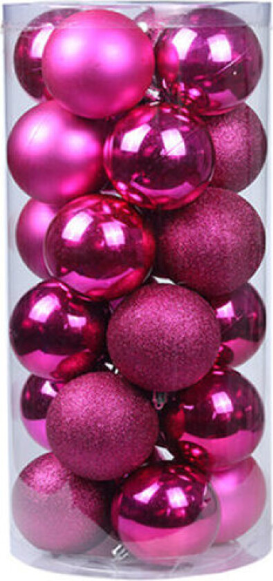 24 Pakk Julekulepynt 40mm Knusesikkert Fargerikt